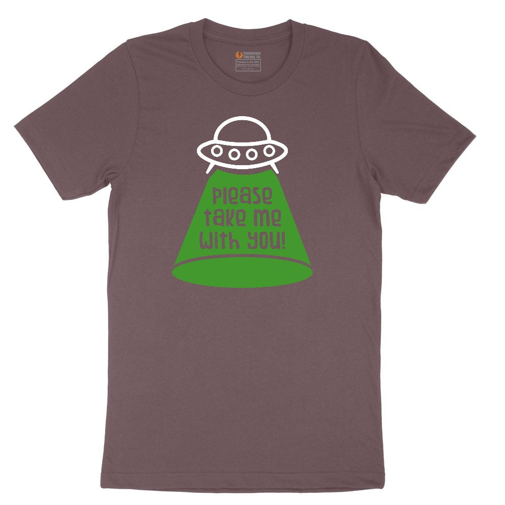 Please Take Me With You Ladies Short Sleeve Tee - Sangria Blackout