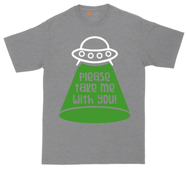 Please Take Me With You tall t-shirt for men in Dark Heather Grey