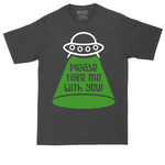 Please Take Me With You tall t-shirt for men in Dark Heather Grey