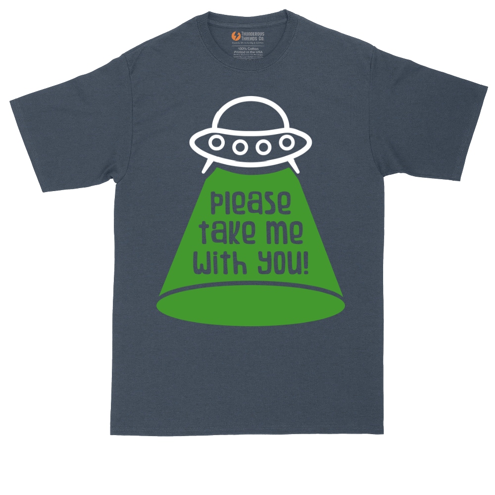 Please Take Me With You tall t-shirt for men in Heather Navy