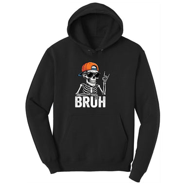 Bruh Halloween Skeleton Ladies Hoodie - Jet Black