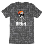 Bruh Halloween Skeleton Ladies Short Sleeve Tee - Black Leopard