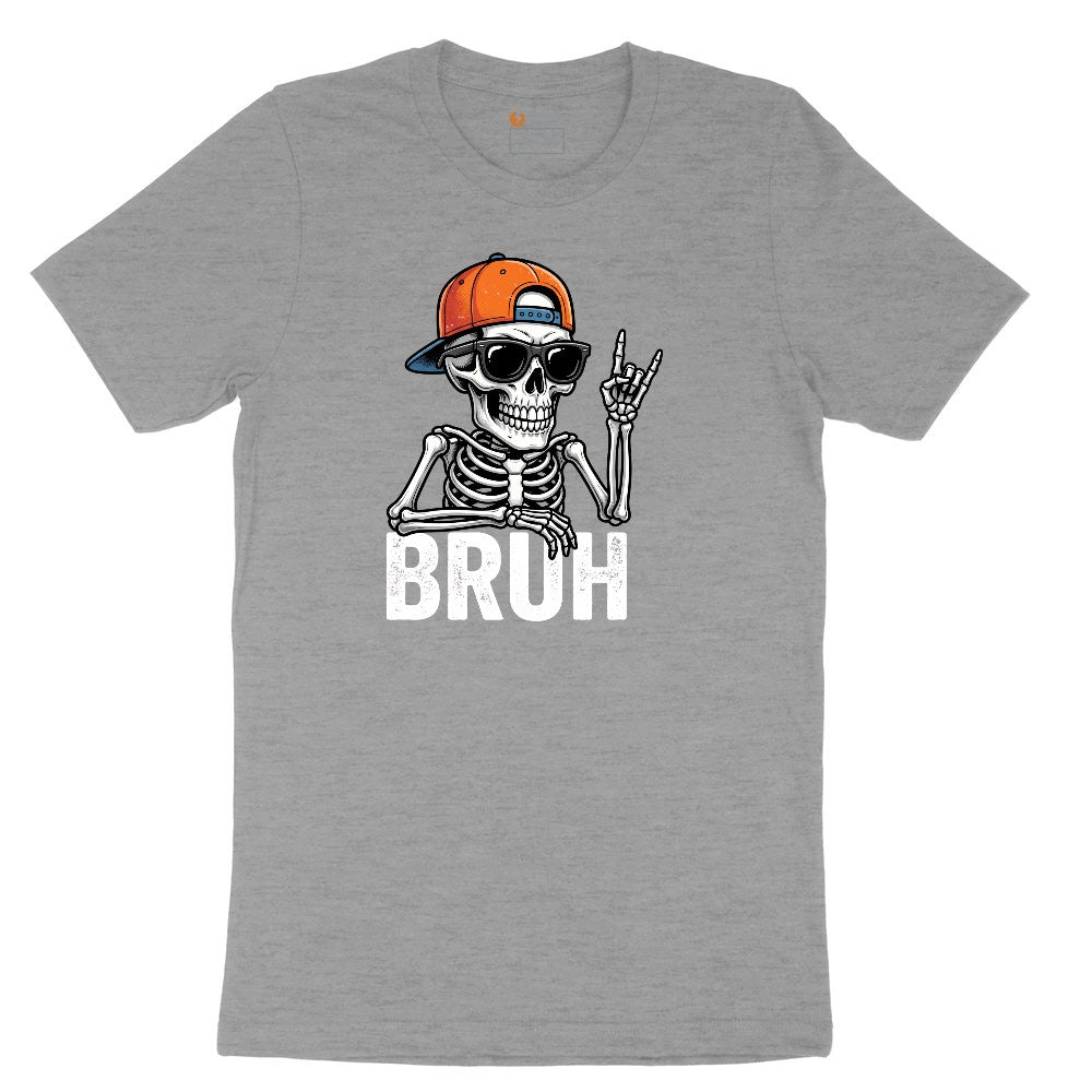 Bruh Halloween Skeleton Ladies Short Sleeve Tee - Granite Heather