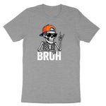 Bruh Halloween Skeleton Ladies Short Sleeve Tee - Granite Heather