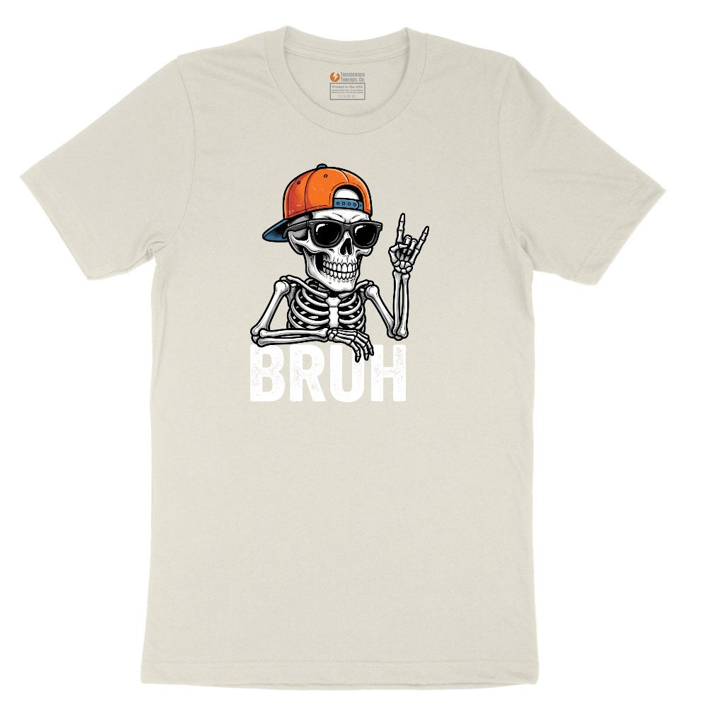 Bruh Halloween Skeleton Ladies Short Sleeve Tee - Natural Heather