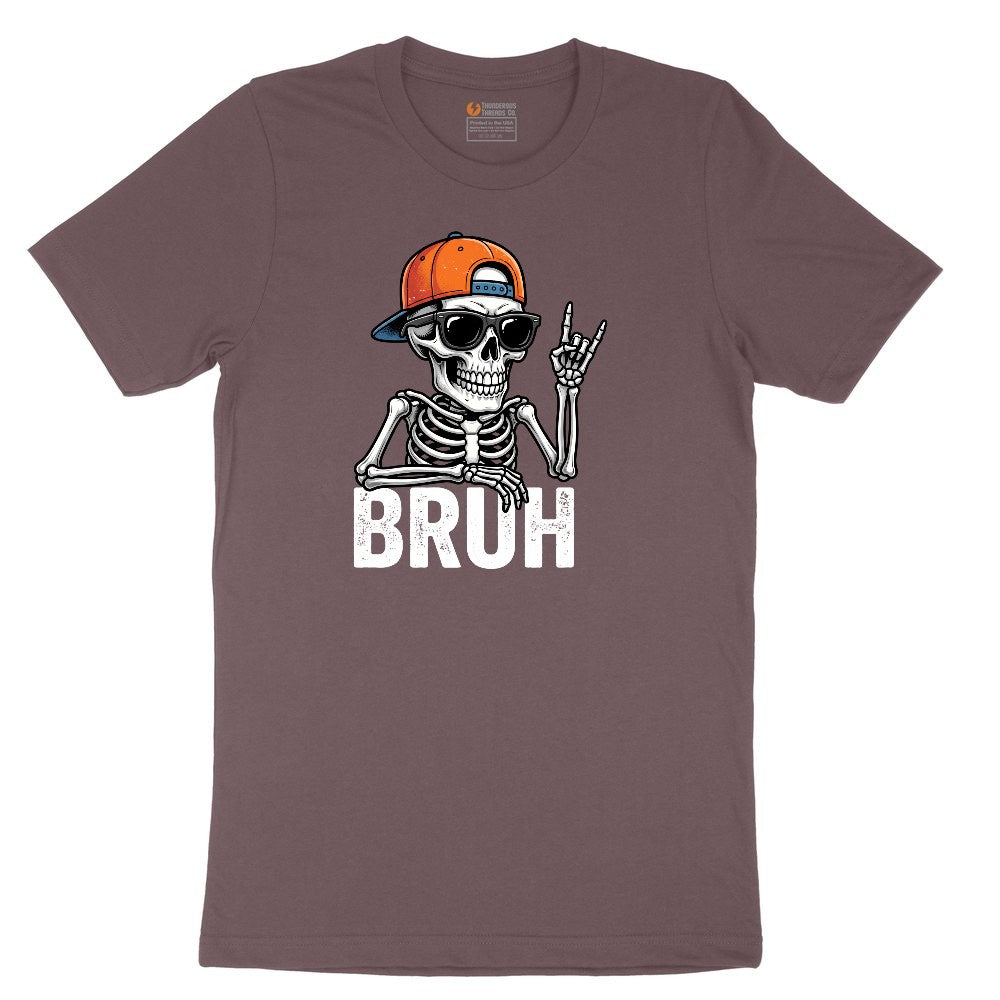 Bruh Halloween Skeleton Ladies Short Sleeve Tee - Sangria Blackout