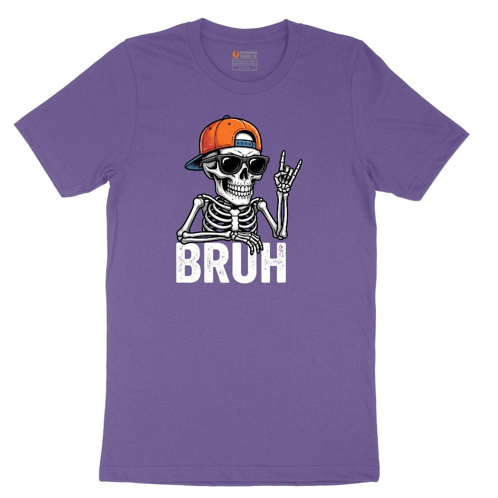Bruh Halloween Skeleton Ladies Short Sleeve Tee - Vintage Purple