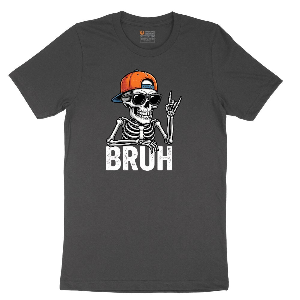 Bruh Halloween Skeleton Ladies Short Sleeve Tee - Vintage Smoke