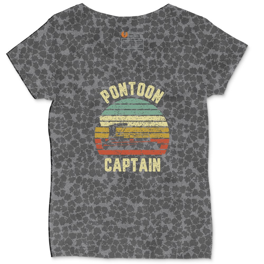 Pontoon Captain Ladies Curvy Tee - Black Leopard