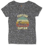 Pontoon Captain Ladies Curvy Tee - Black Leopard