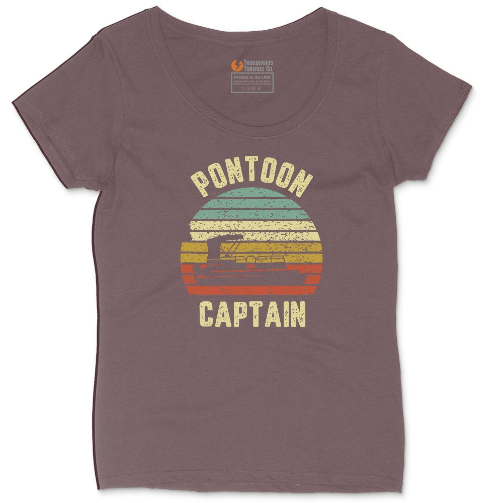 Pontoon Captain Ladies Curvy Tee - Sangria Blackout