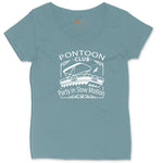 Pontoon Club Party in Slow Motion Ladies Curvy Tee - Surf Blackout