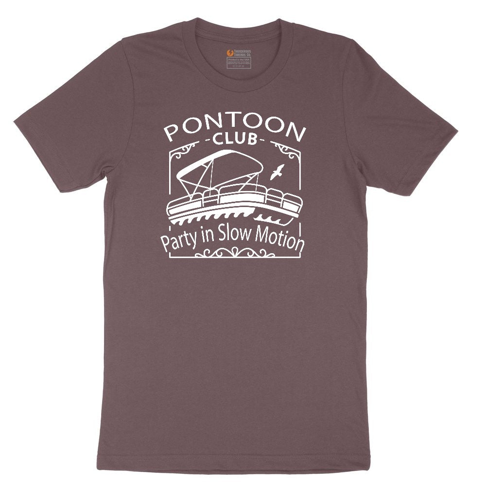 Pontoon Club Party in Slow Motion Ladies Short Sleeve Tee - Sangria Blackout