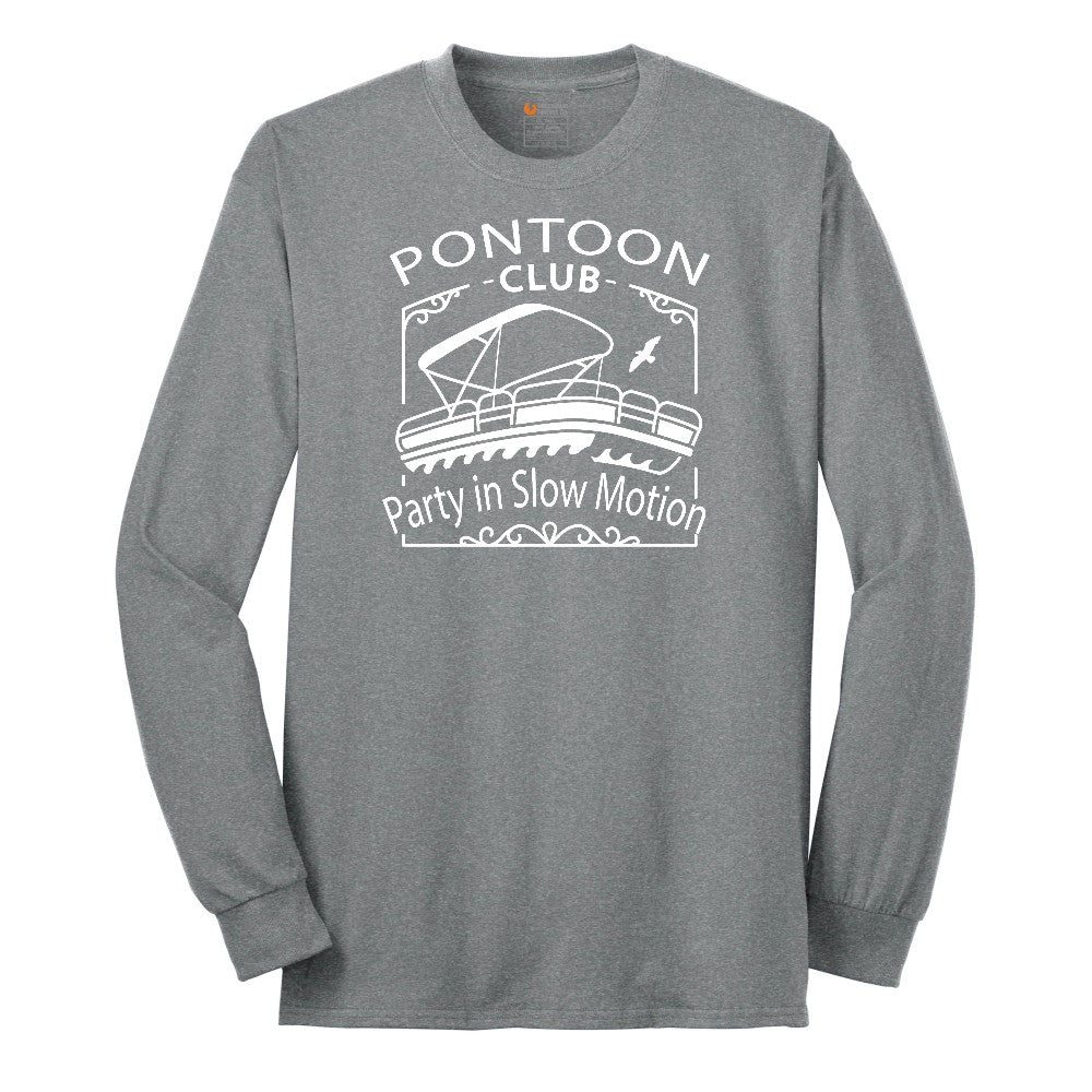 Pontoon Club Party in Slow Motion Long Sleeve Tee - Athletic Grey