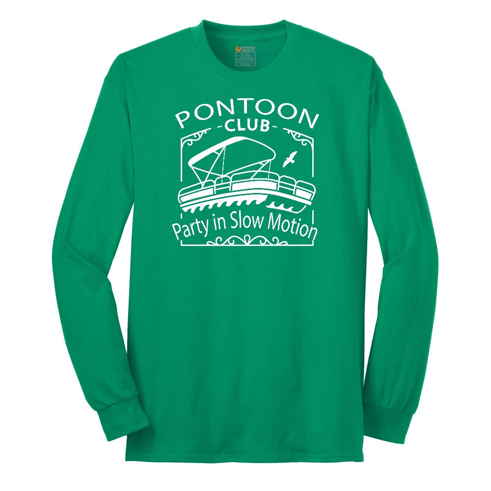 Pontoon Club Party in Slow Motion Long Sleeve Tee - Kelly Green