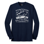 Pontoon Club Party in Slow Motion Long Sleeve Tee - Navy