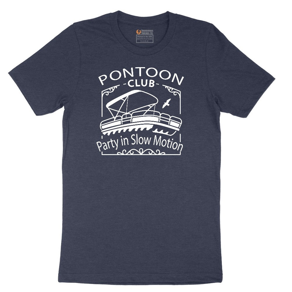 Pontoon Club Party in Slow Motion Short Sleeve Tee - Heather Navy