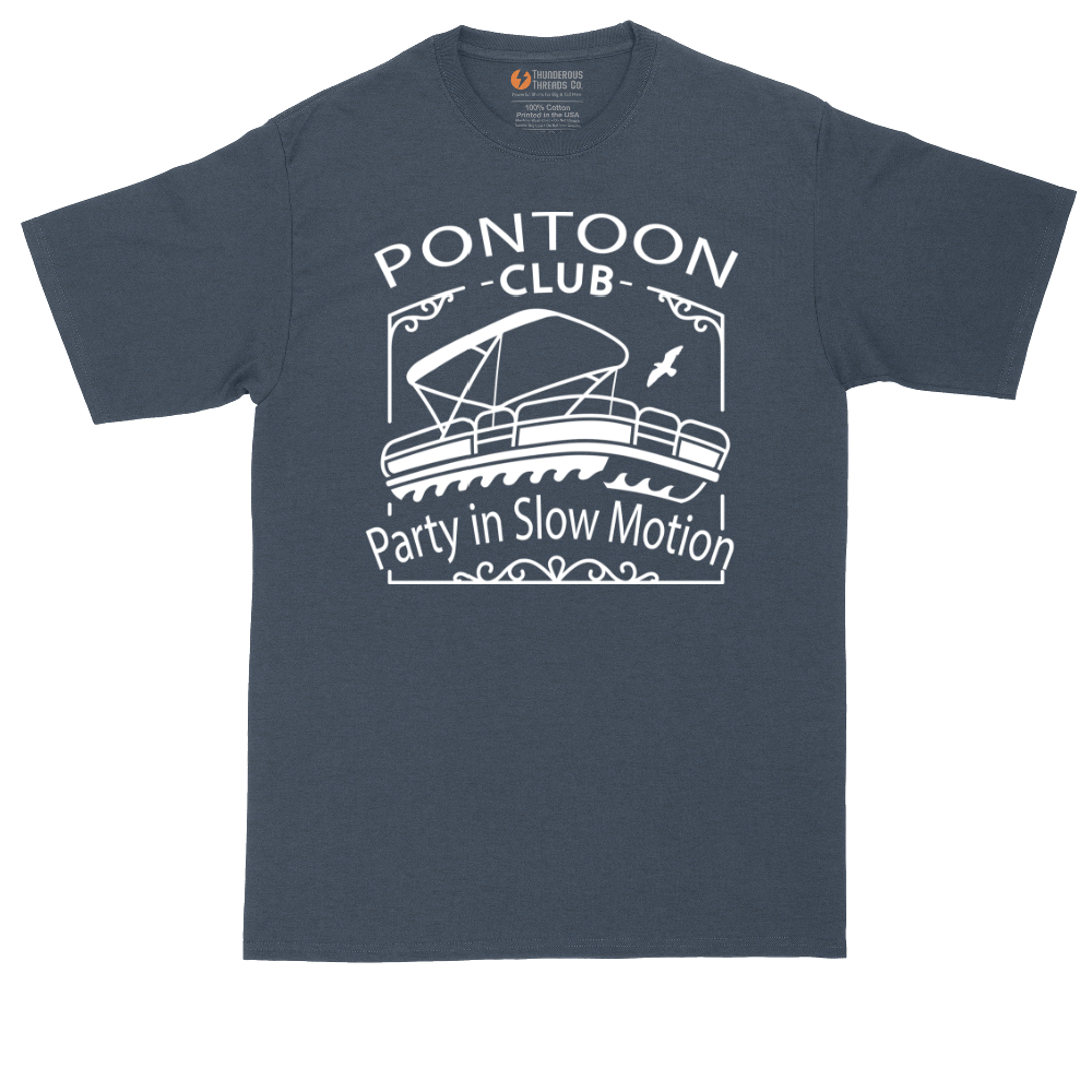 Pontoon Club Party in Slow Motion tall t-shirt for men in Heather Navy
