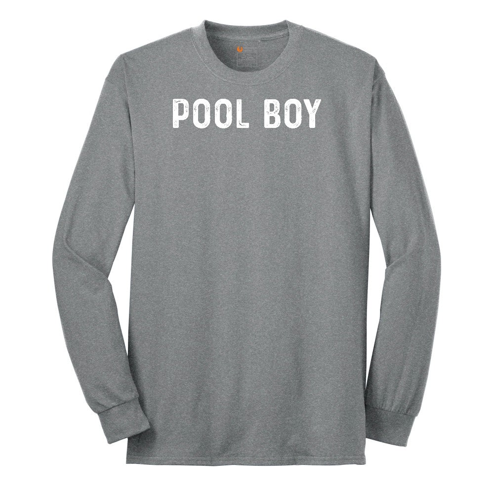 Pool Boy - Mens T-Shirt Long Sleeve Tee - Athletic Grey