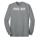 Pool Boy - Mens T-Shirt Long Sleeve Tee - Athletic Grey