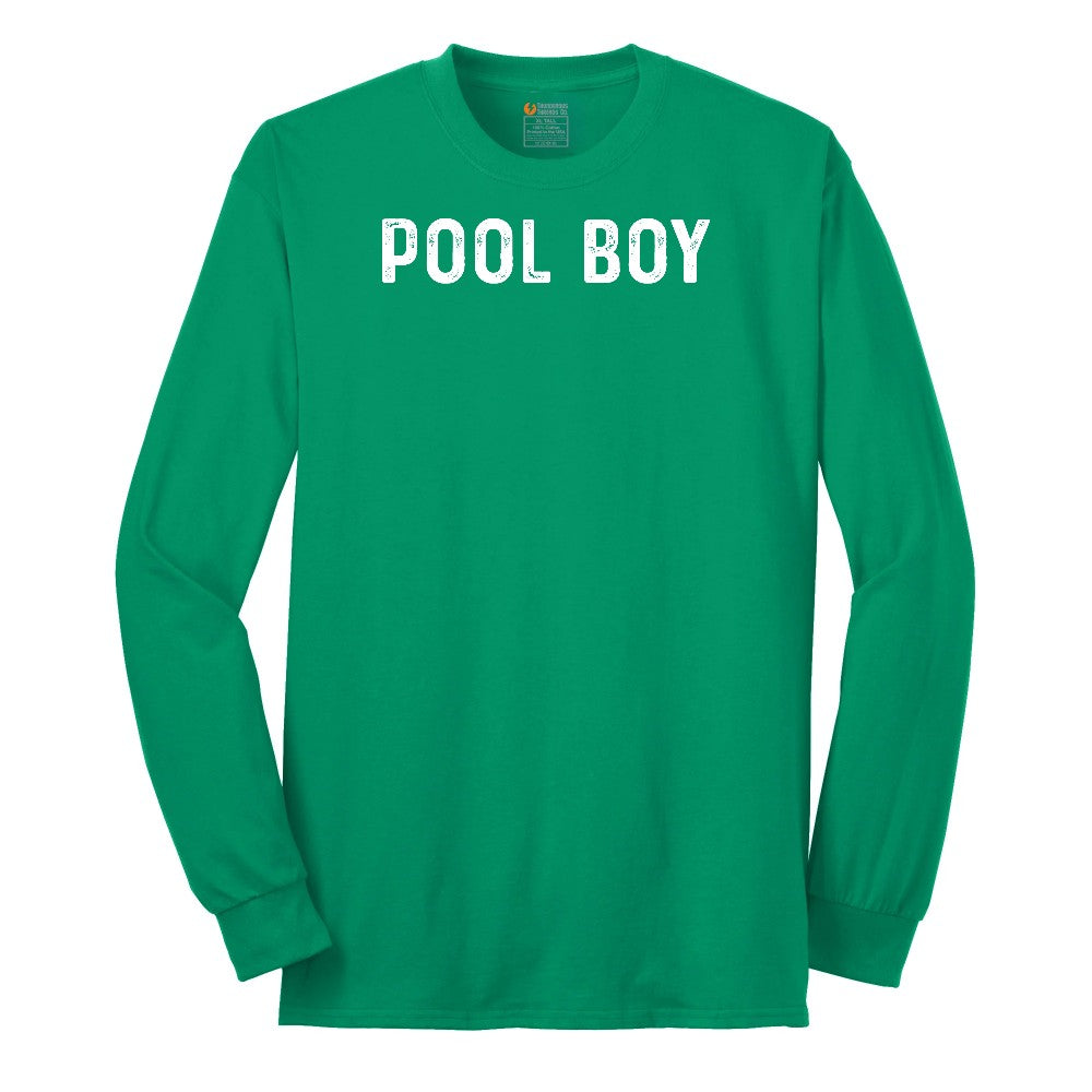 Pool Boy - Mens T-Shirt Long Sleeve Tee - Kelly Green