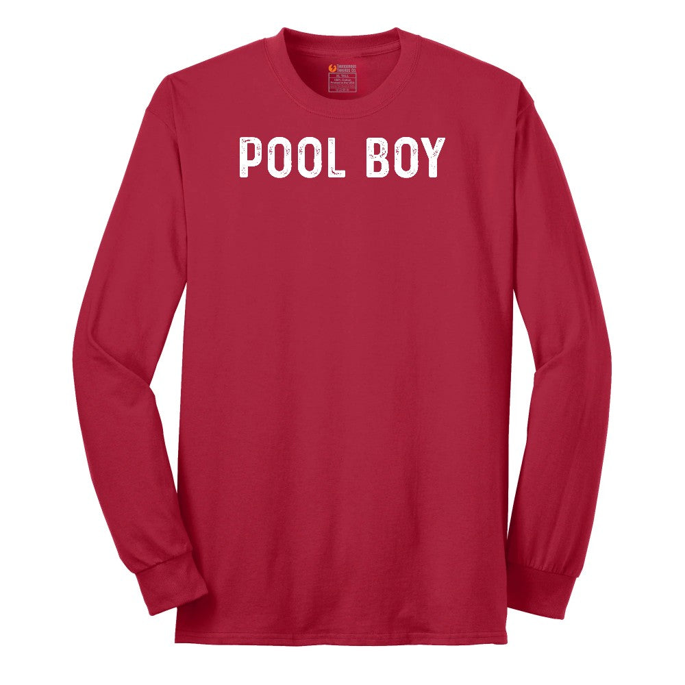 Pool Boy - Mens T-Shirt Long Sleeve Tee - Red