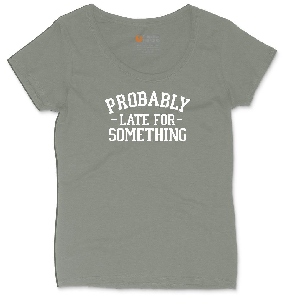 Probably Late for Something Ladies Curvy Tee - Bamboo Blackout