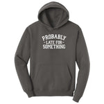 Probably Late for Something - Mens & Ladies T-Shirt Hoodie - Charcoal