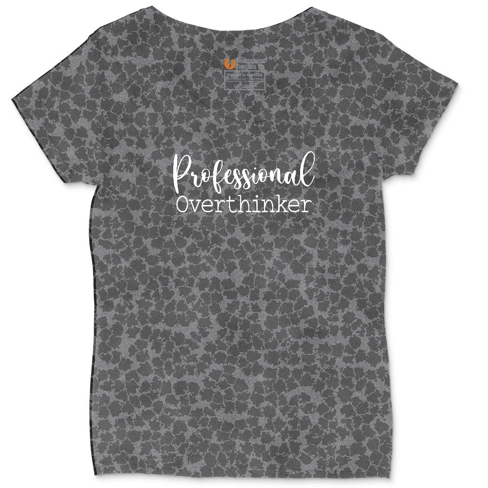 Professional Overthinker Ladies Curvy Tee - Black Leopard