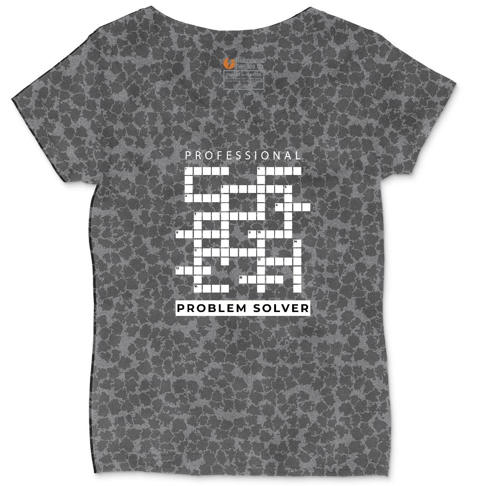 Professional Problem Solver Ladies Curvy Tee - Black Leopard