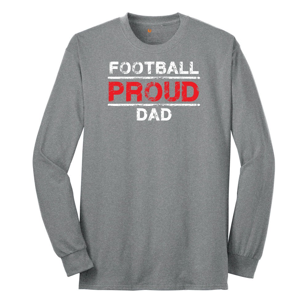 Proud Football Dad Long Sleeve Tee - Athletic Grey