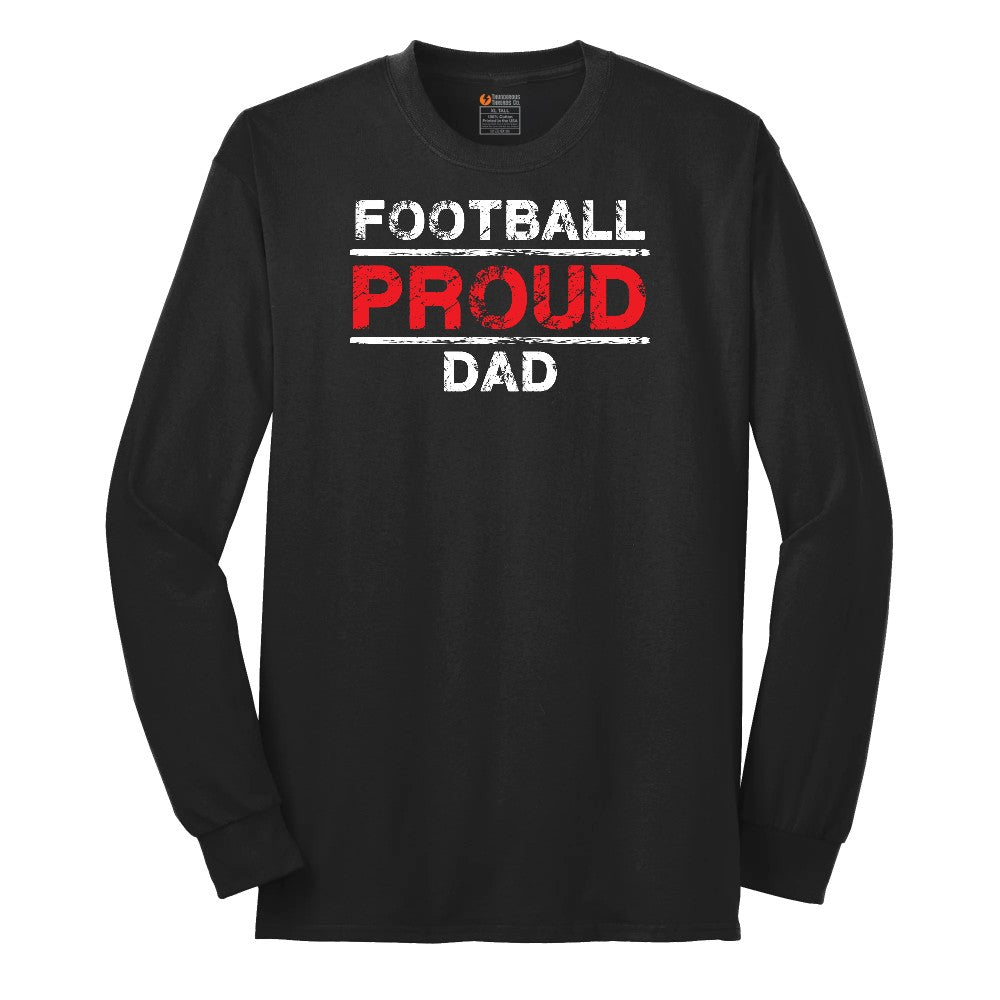 Proud Football Dad Long Sleeve Tee - Jet Black