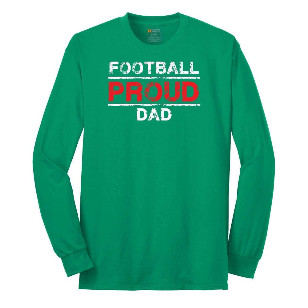 Proud Football Dad Long Sleeve Tee - Kelly Green