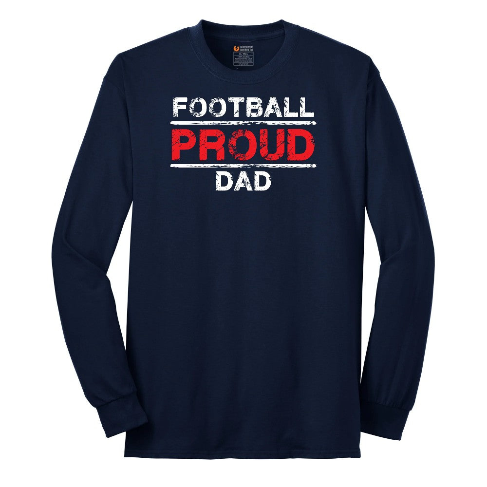 Proud Football Dad Long Sleeve Tee - Navy