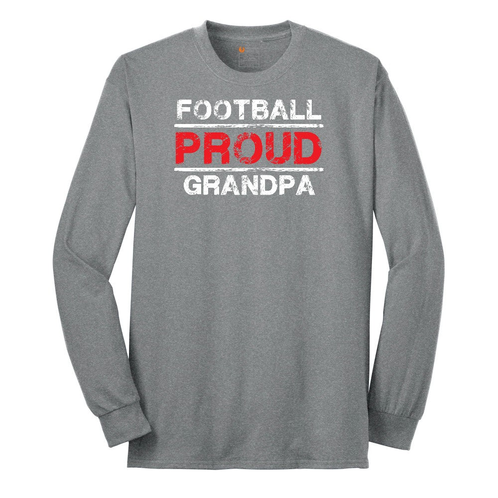 Proud Football Grandpa Long Sleeve Tee - Athletic Grey