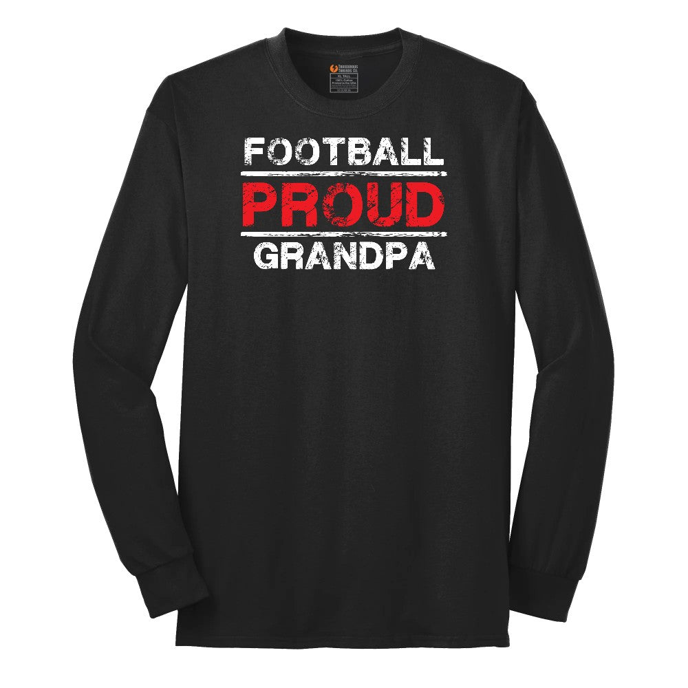 Proud Football Grandpa Long Sleeve Tee - Jet Black