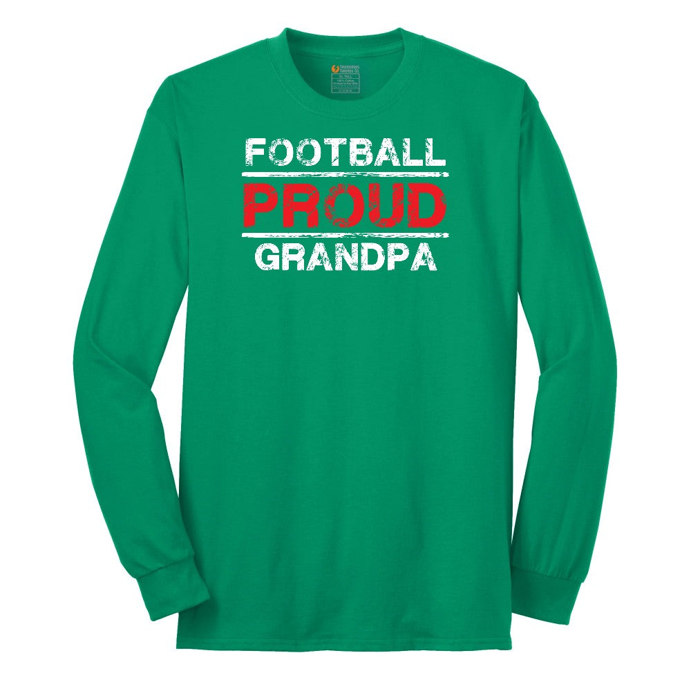 Proud Football Grandpa Long Sleeve Tee - Kelly Green