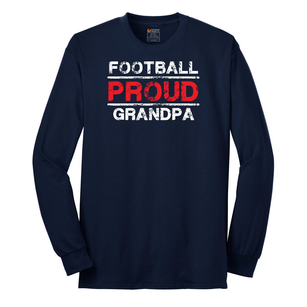 Proud Football Grandpa Long Sleeve Tee - Navy