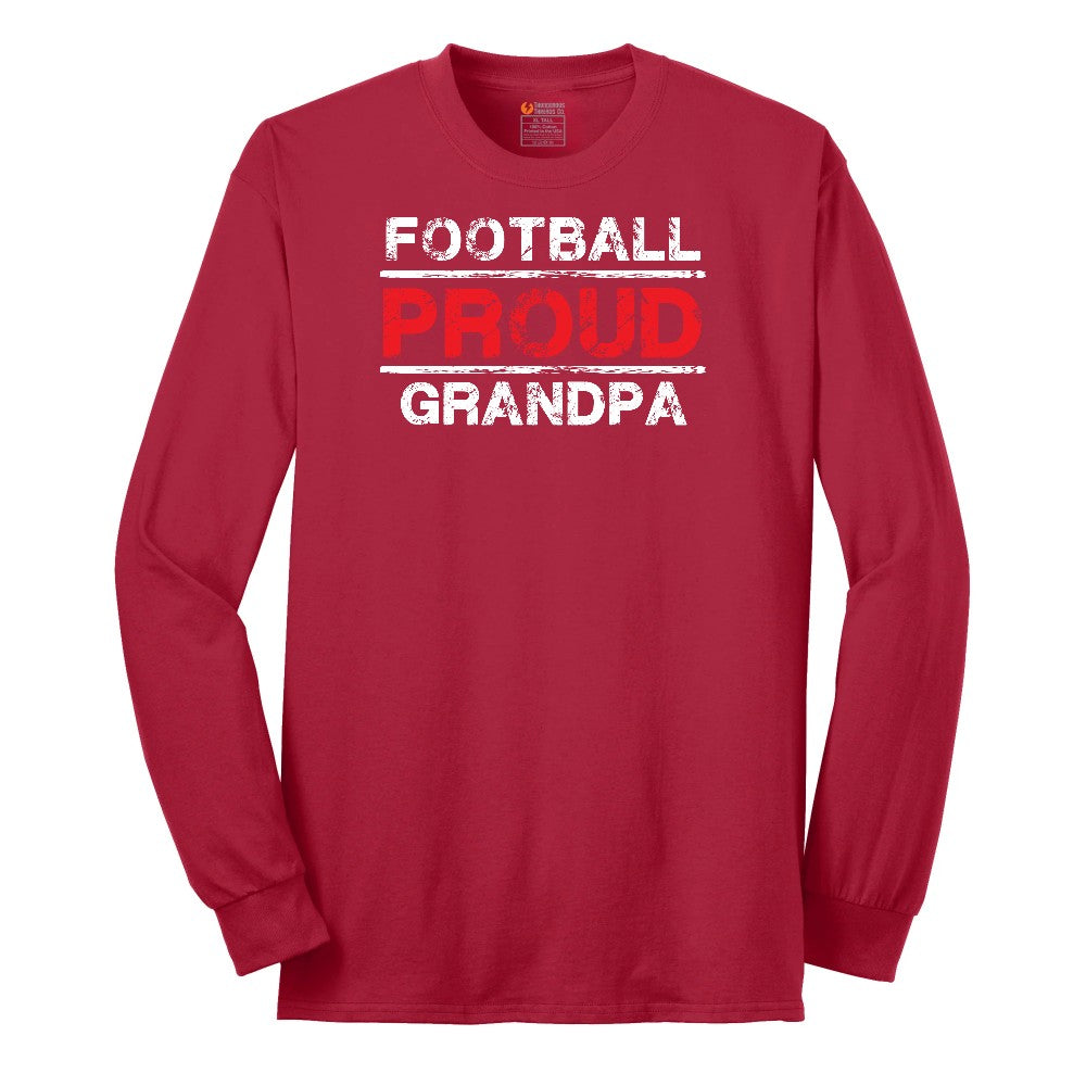 Proud Football Grandpa Long Sleeve Tee - Red