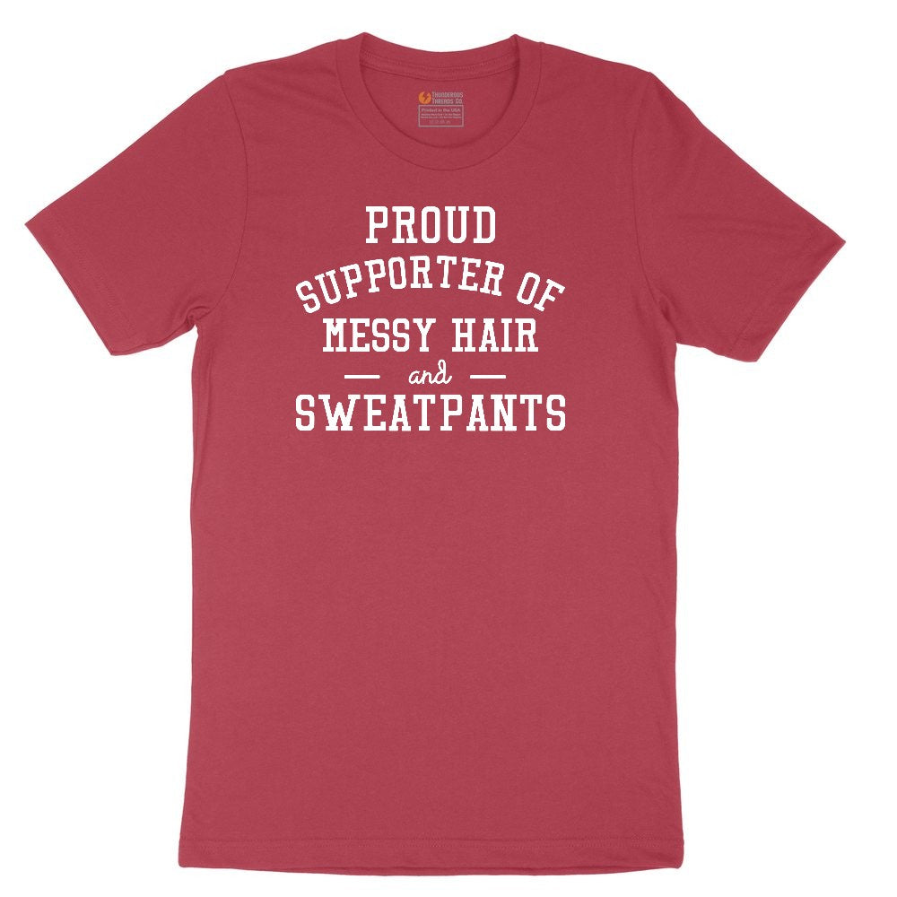 Proud Supporter of Messy Hair and Sweatpants Ladies Short Sleeve Tee - Vintage Red