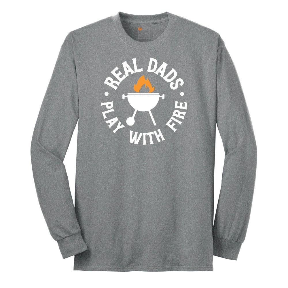 Real Dads Play with Fire Long Sleeve Tee - Athletic Grey