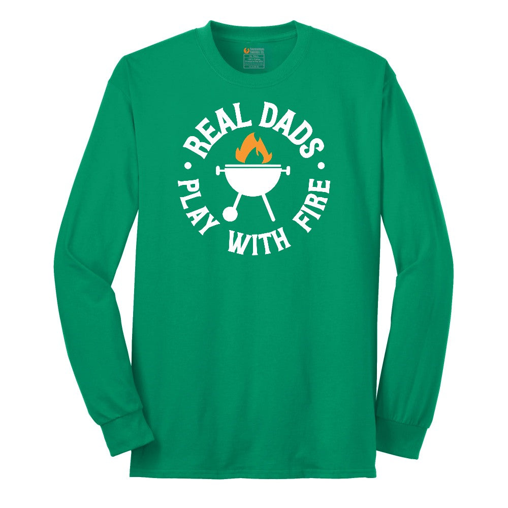 Real Dads Play with Fire Long Sleeve Tee - Kelly Green