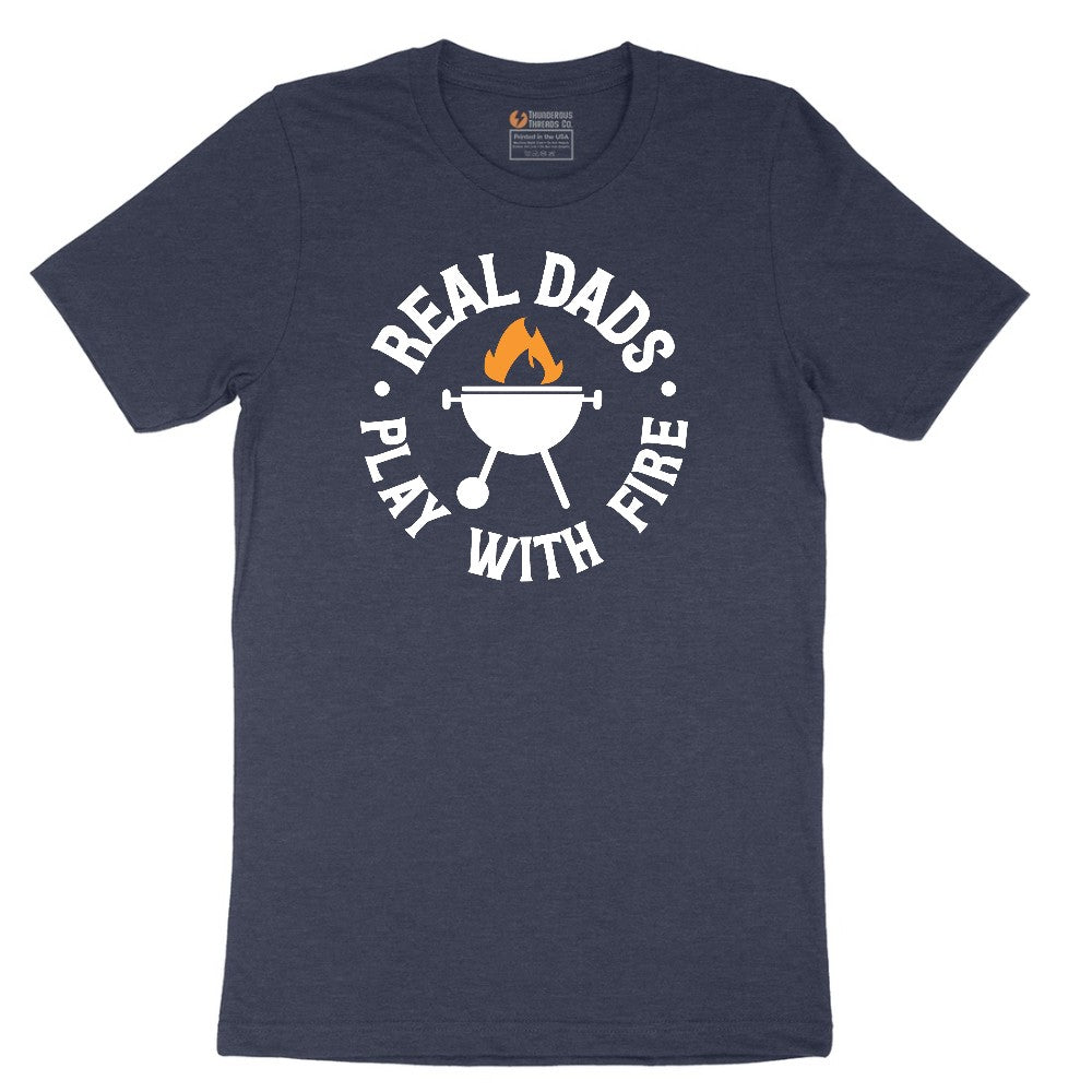 Real Dads Play with Fire Short Sleeve Tee - Heather Navy
