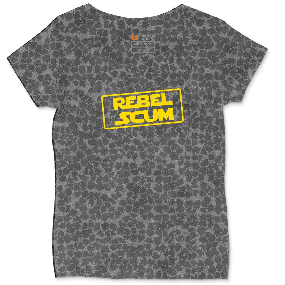 Rebel Scum Ladies Curvy Tee - Black Leopard