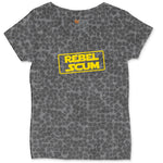 Rebel Scum Ladies Curvy Tee - Black Leopard