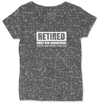 Retired Under New Management See My Grandkids for Details Ladies Curvy Tee - Black Leopard
