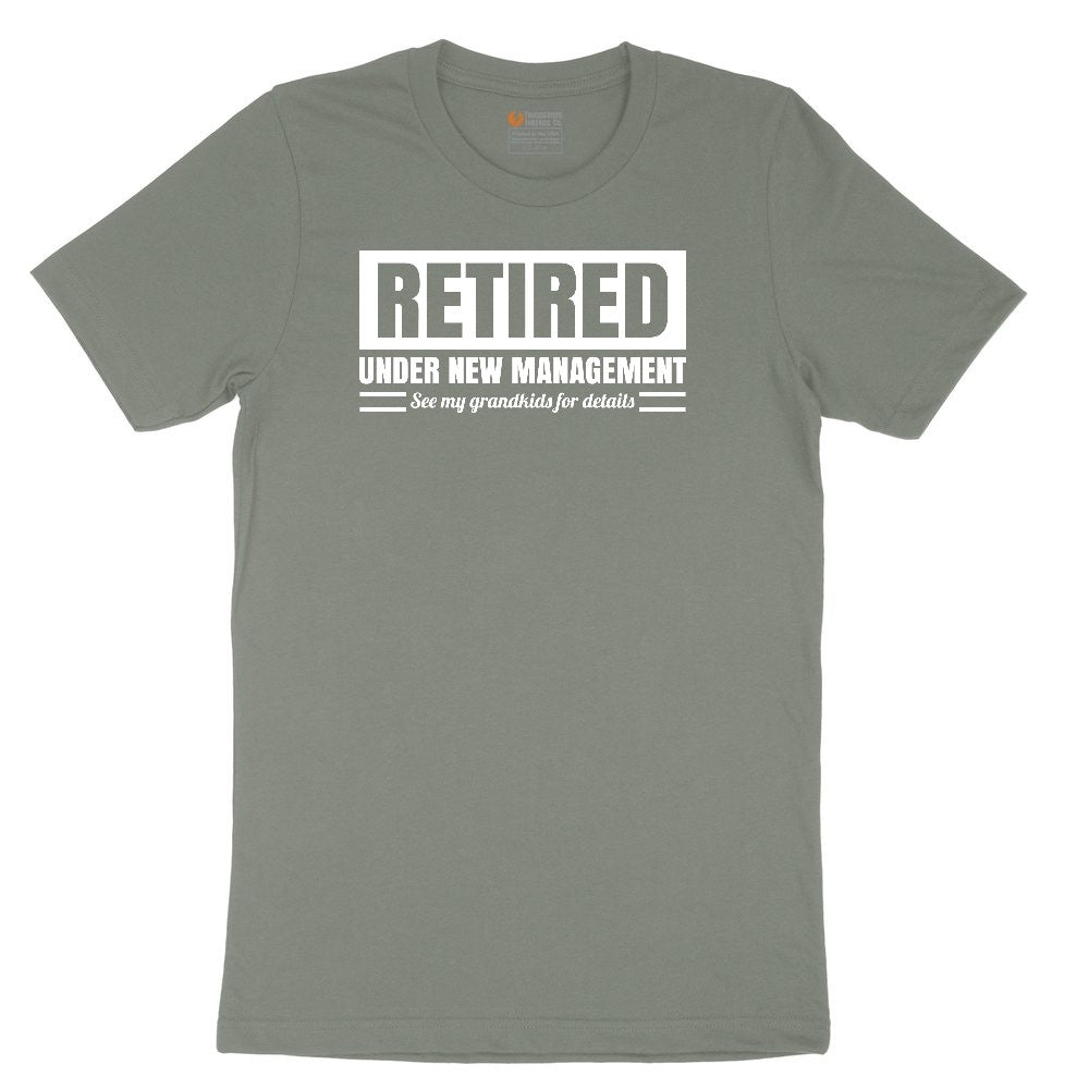Retired Under New Management See My Grandkids for Details Ladies Short Sleeve Tee - Bamboo Blackout