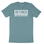 Retired Under New Management See My Grandkids for Details Ladies Short Sleeve Tee - Surf Blackout