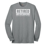 Retired Under New Management See My Grandkids for Details Long Sleeve Tee - Athletic Grey