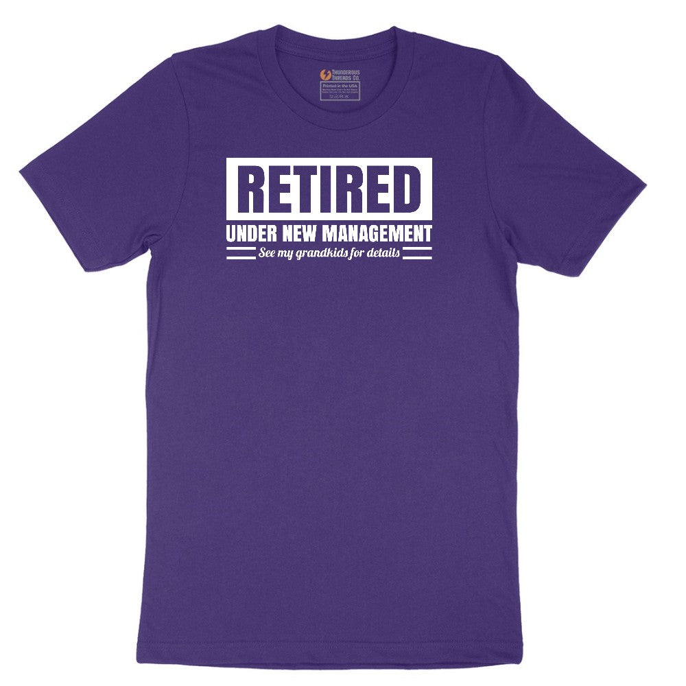 Retired Under New Management See My Grandkids for Details Short Sleeve Tee - Team Purple